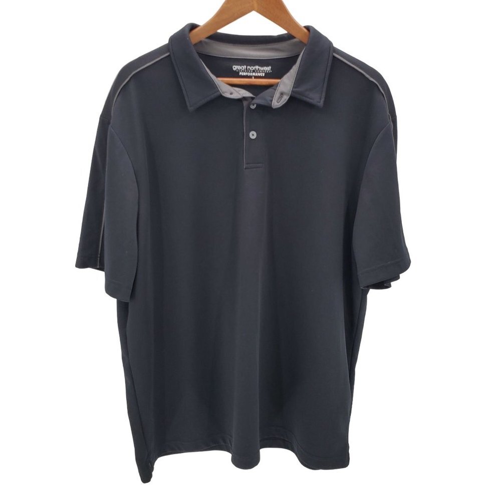 Great Northwest Mens Black Short Sleeve Performance Golf Polo Shirt Size Large
